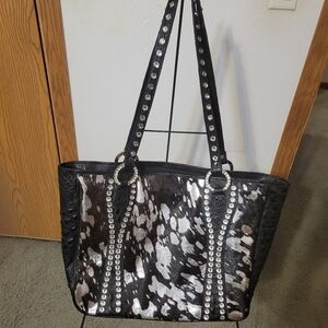 Stylish Black and Silver Women's Tote Bag REAL CAFE HAIR ,AND SWAROVSKI CRYSTALS